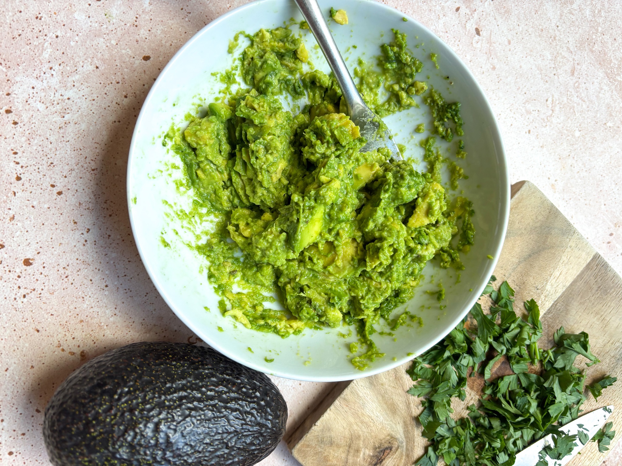 Grilled portobello mushroom preparation of the guacamole. 