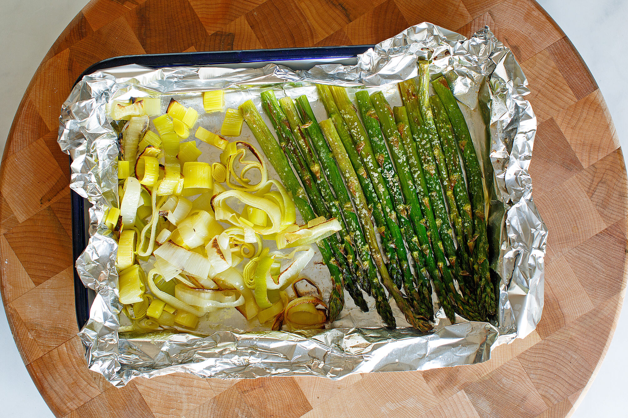 creamy roasted asparagus & leek soup prep