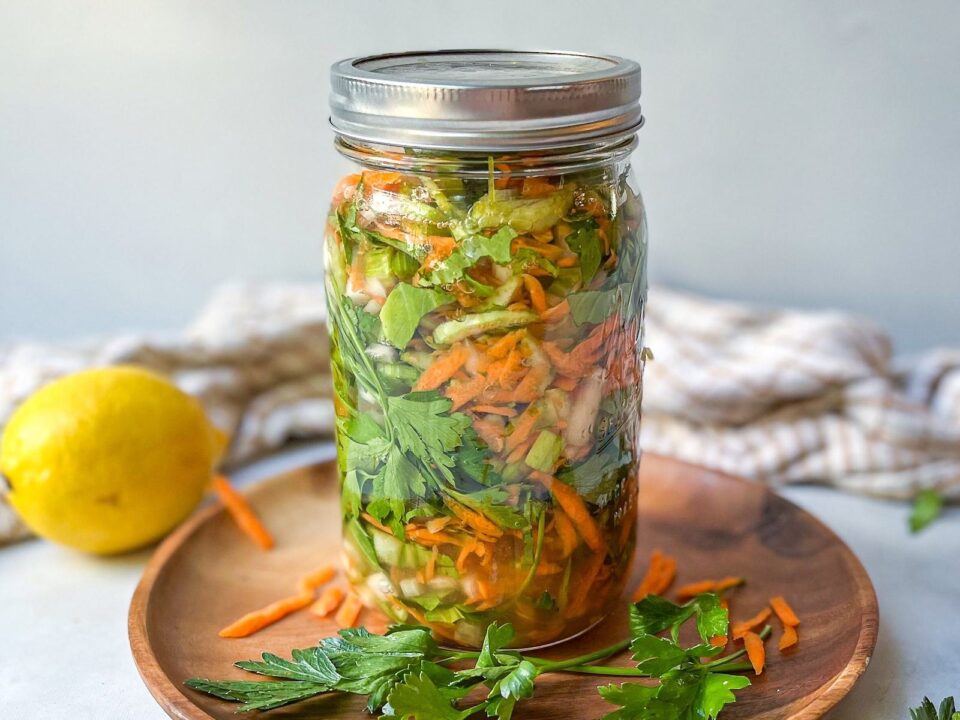 No-salt kimchi in a mason jar