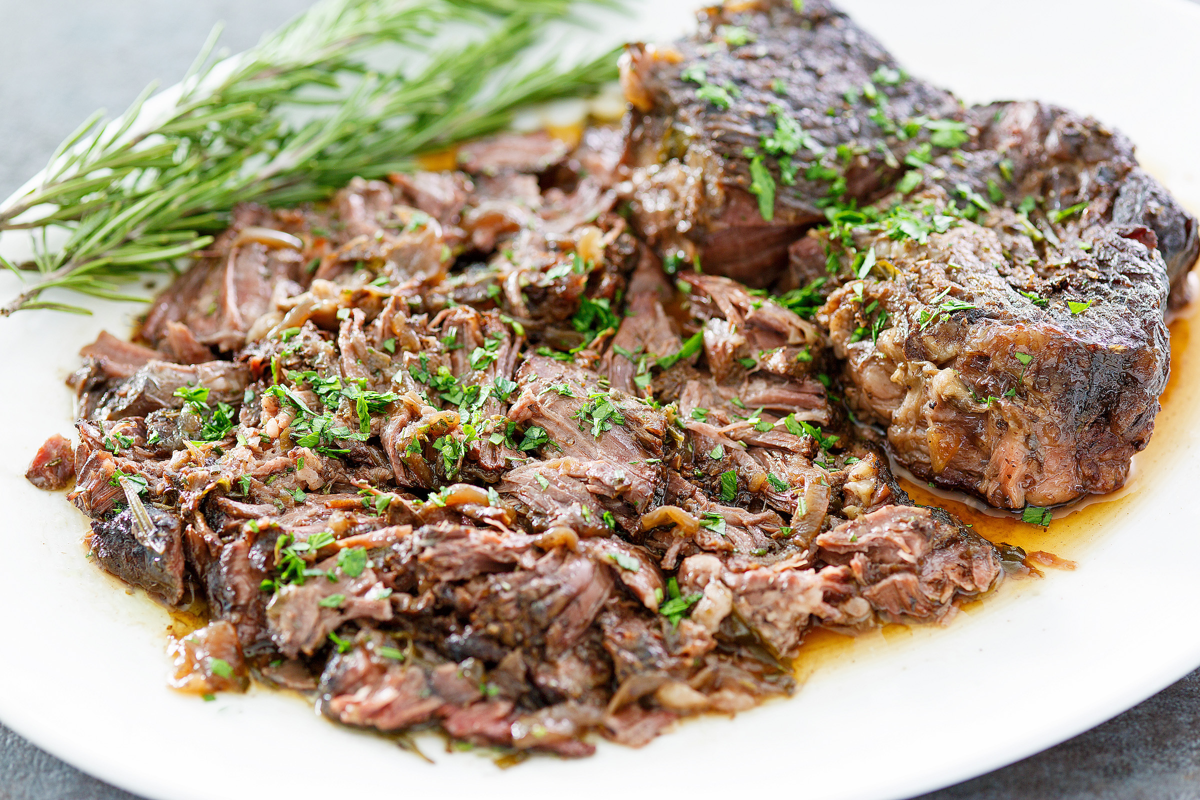 Slow Cooker Beef Roast with Red Wine finished and plated