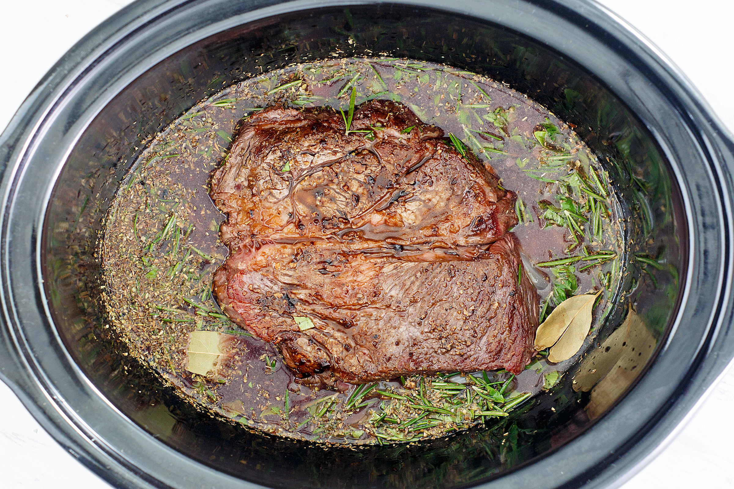 Cooked beef in the pot