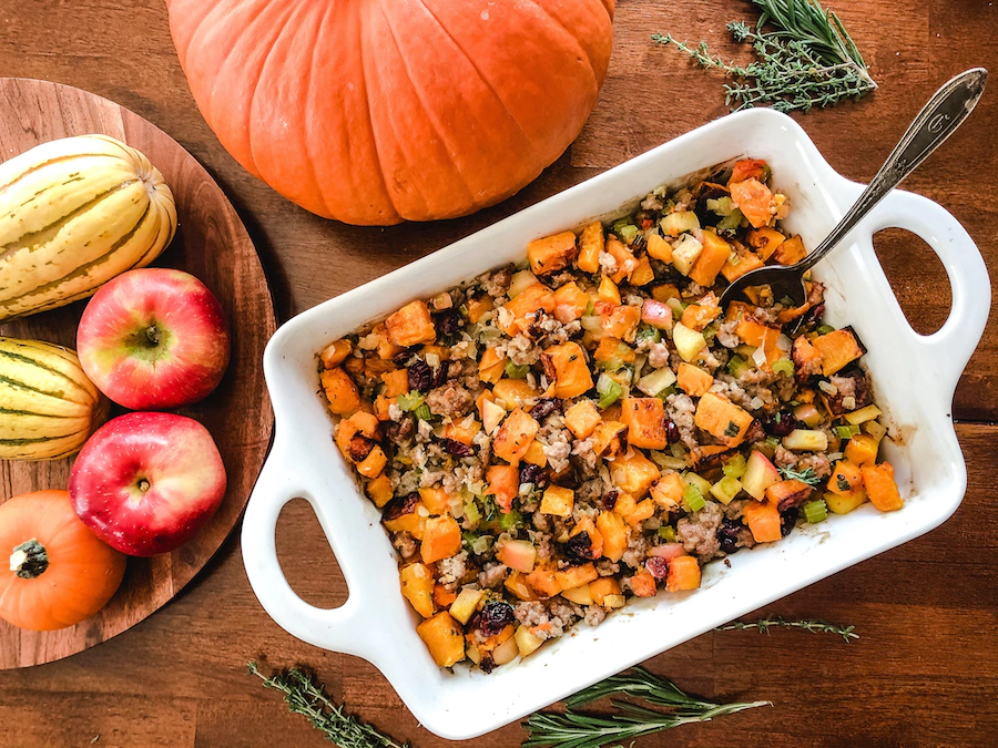 paleo stuffing with a pumpkin