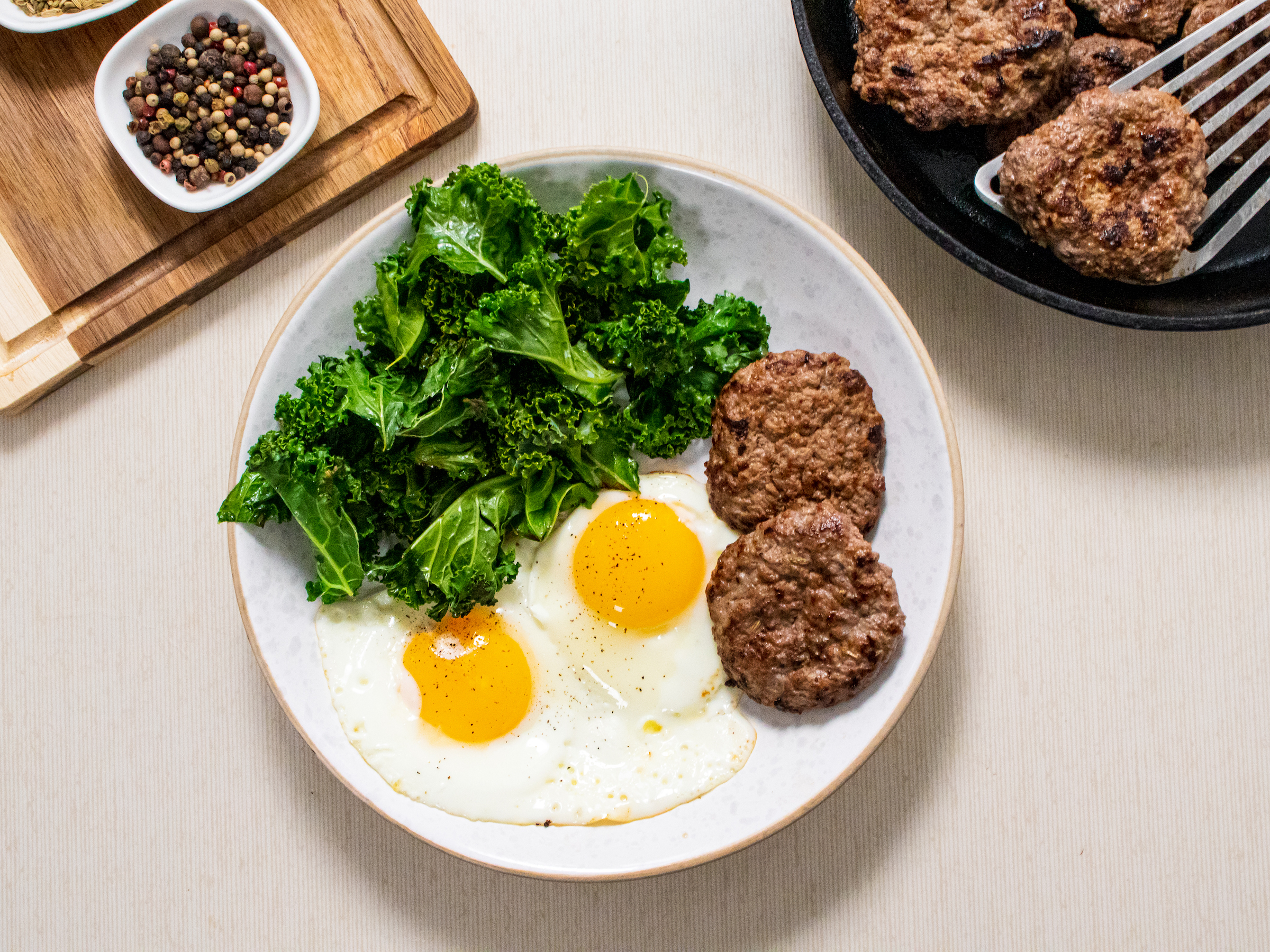 Homemade Bison Breakfast Sausages finished and plated