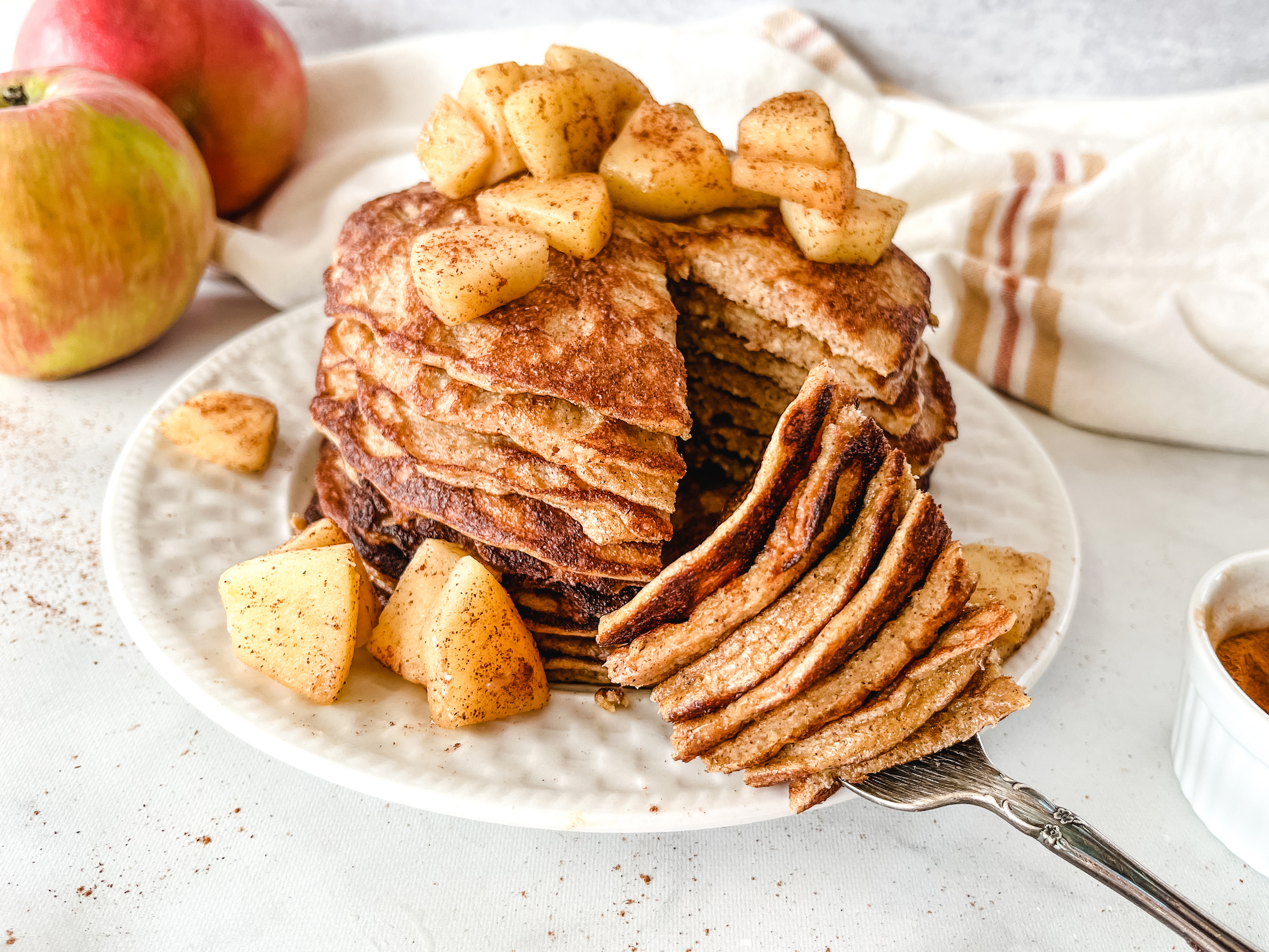 PaleoFLEX Apple Cinnamon Pancakes finished, plated and cut