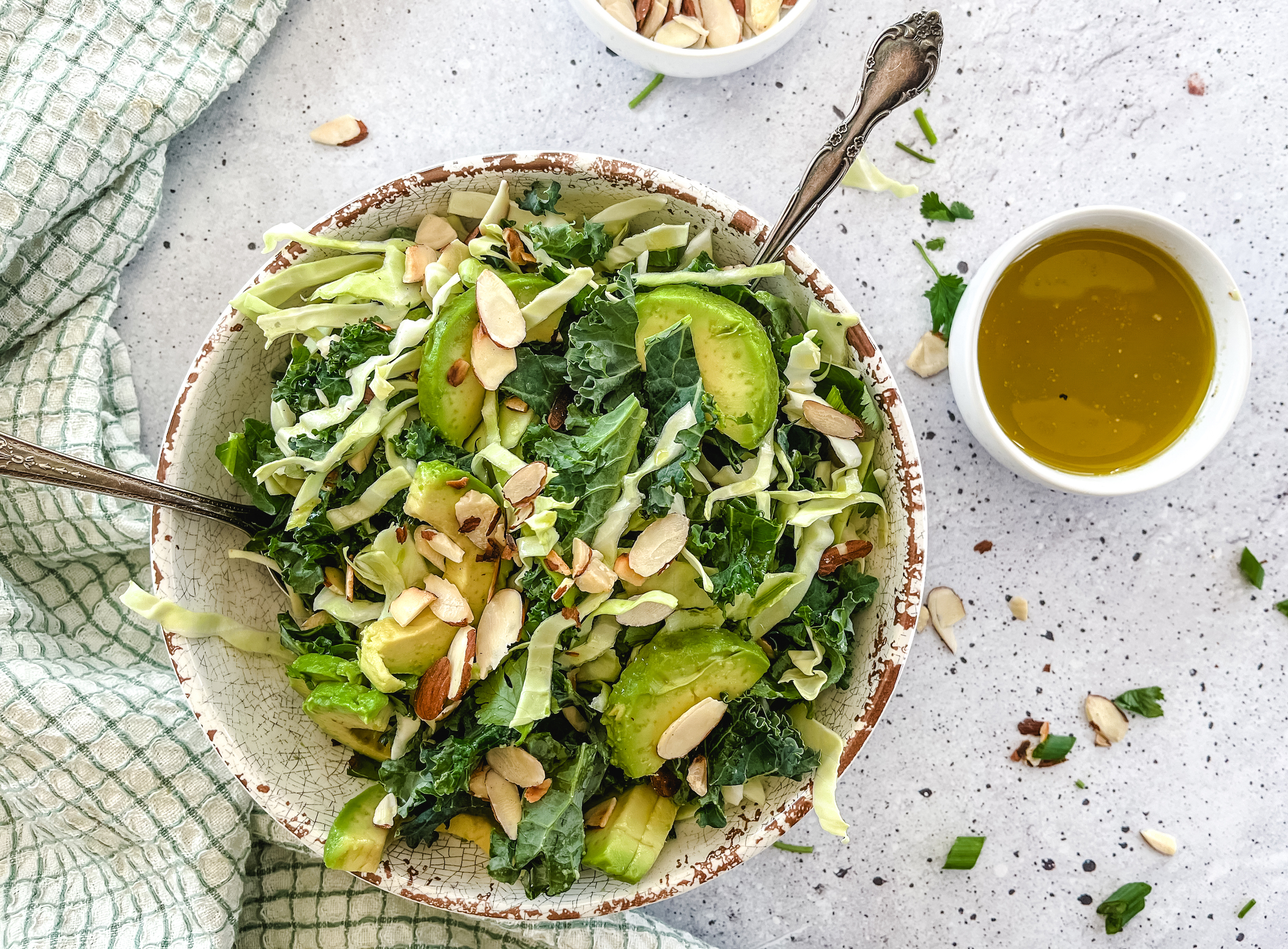 Almond Lime Kale Salad with sauce