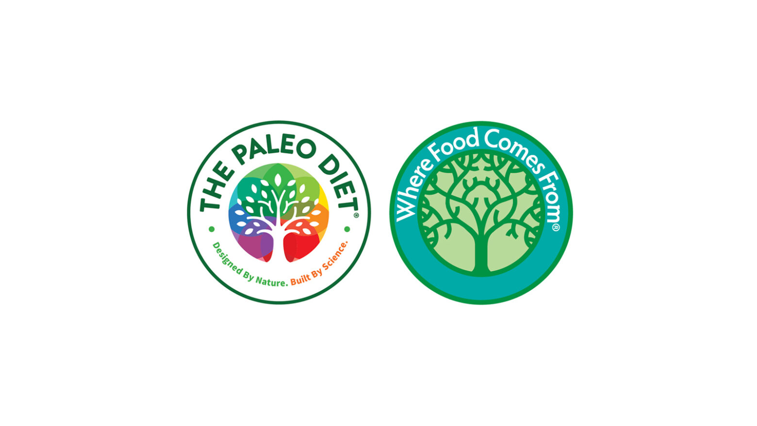 The Paleo Diet logo side-by-side with the Where Food Comes From Logo