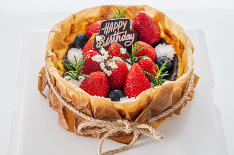 Bowl of fruit with a birthday message