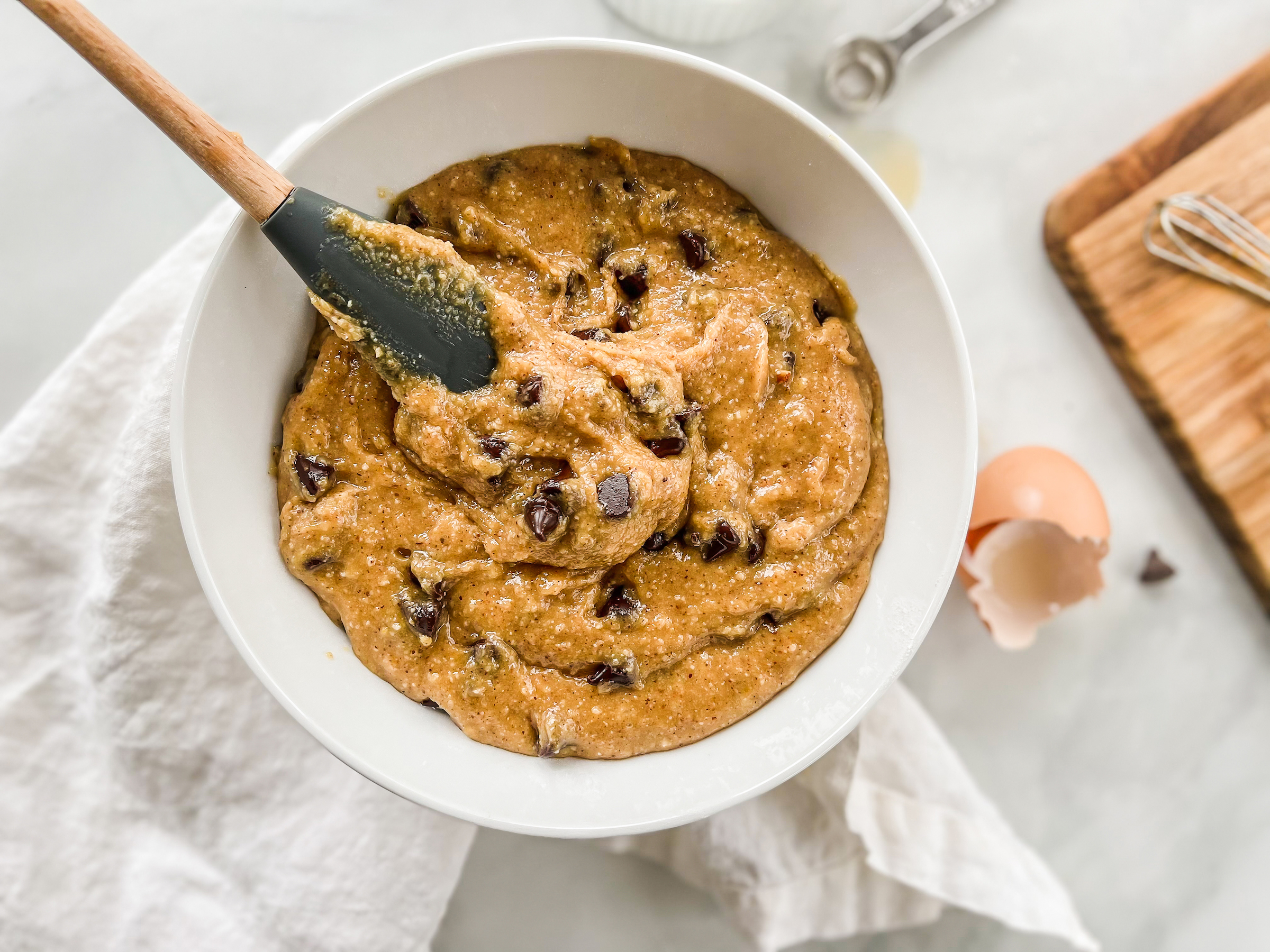 PaleoFLEX Chocolate Chip Cookie batter in a bowl