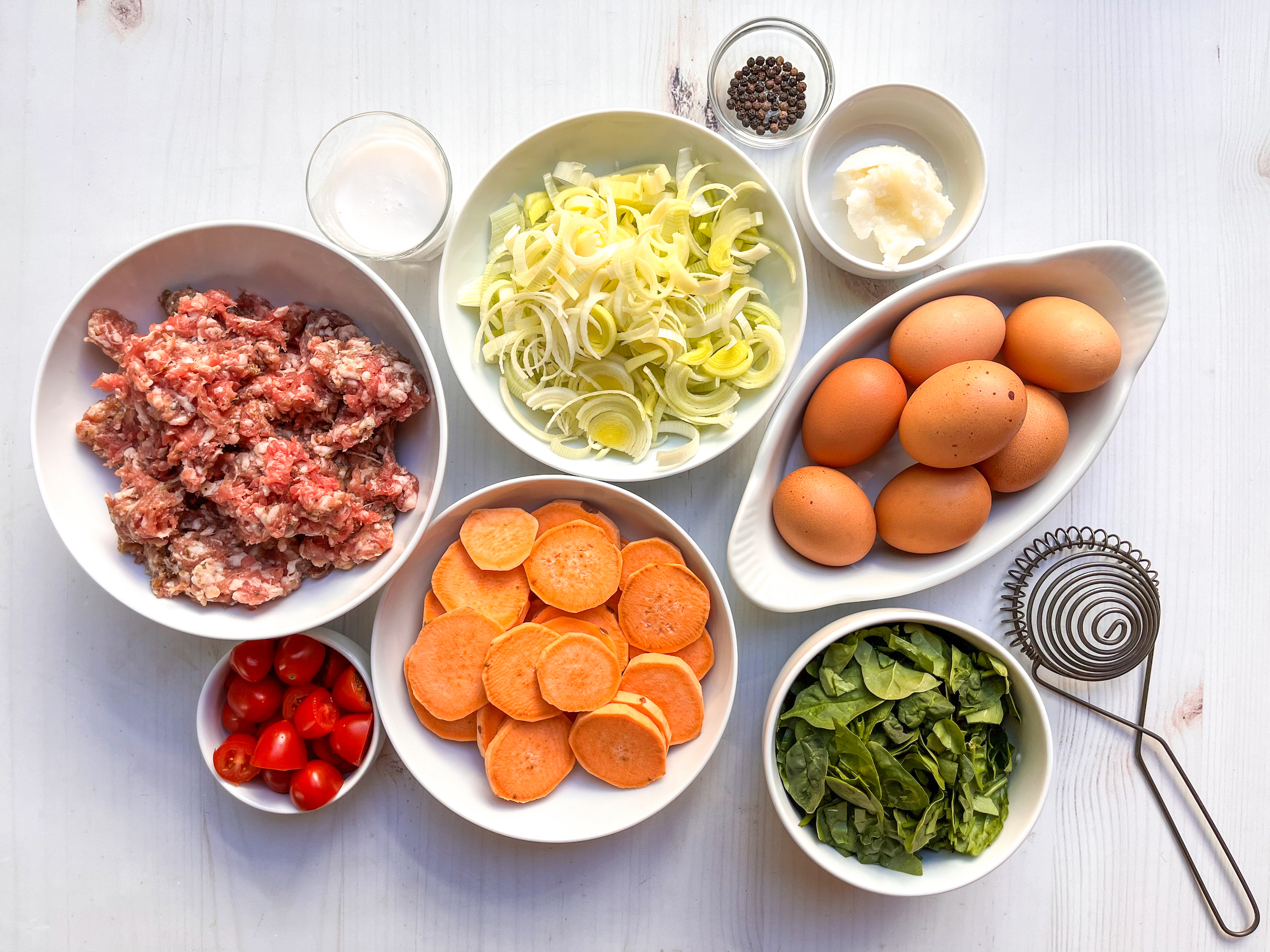 Pork Quiche with Leeks and Spinach ingredients