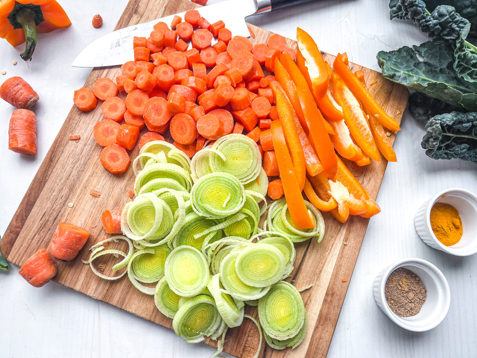Chopped vegetables for Golden Glow Soup