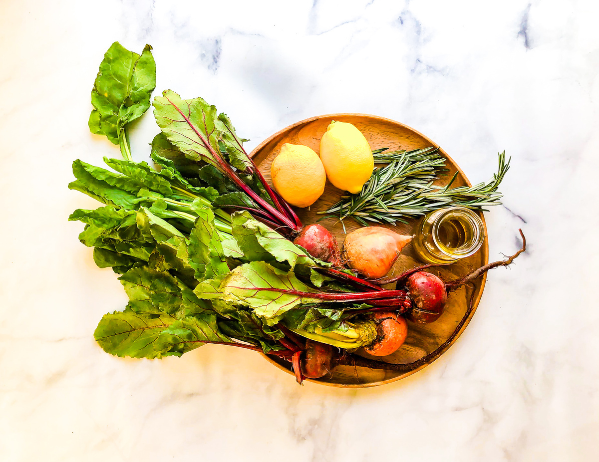 Rosemary lemon beet chip ingredients.