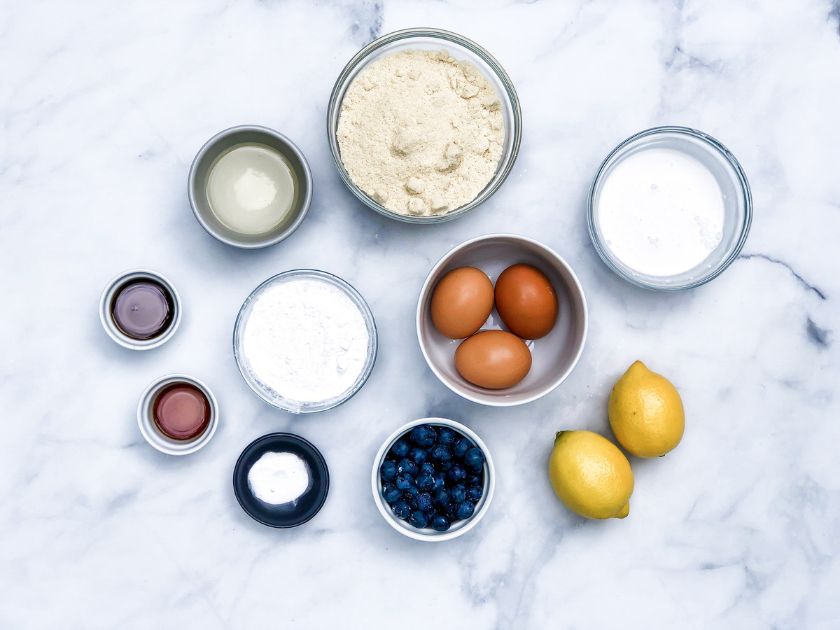 Ingredients for lemon blueberry waffles
