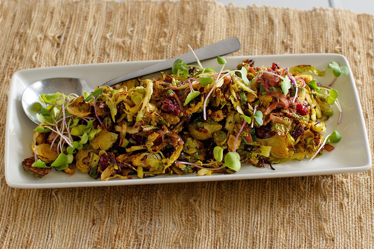 Brussels sprouts salad plated