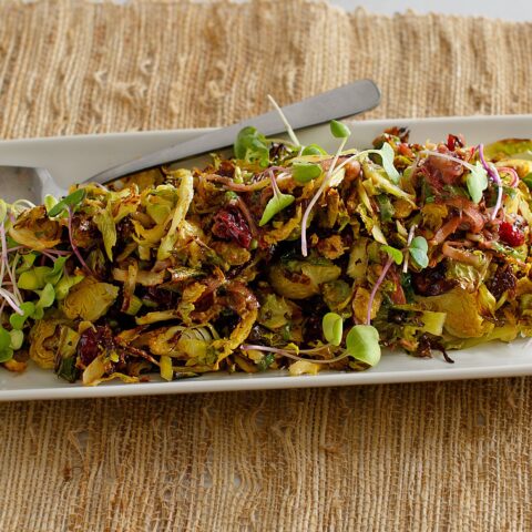 Brussels sprouts salad plated