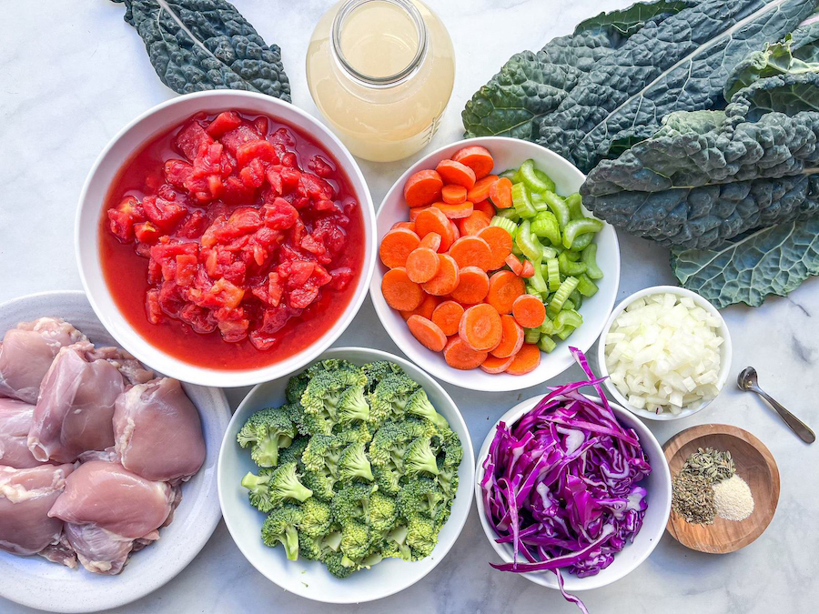 Ingredients for chicken vegetable soup