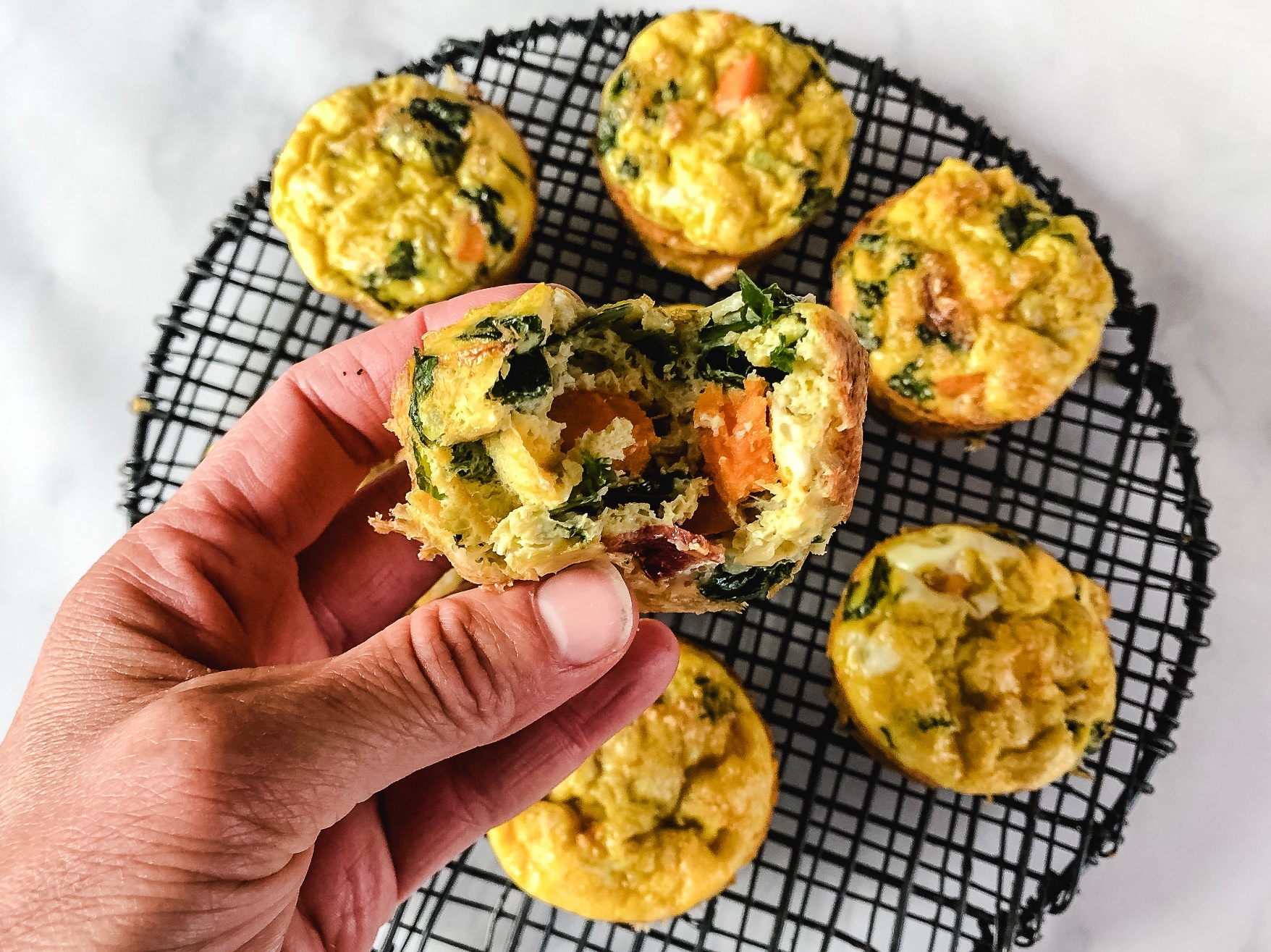 sweet potato egg bites finished on cooling rack