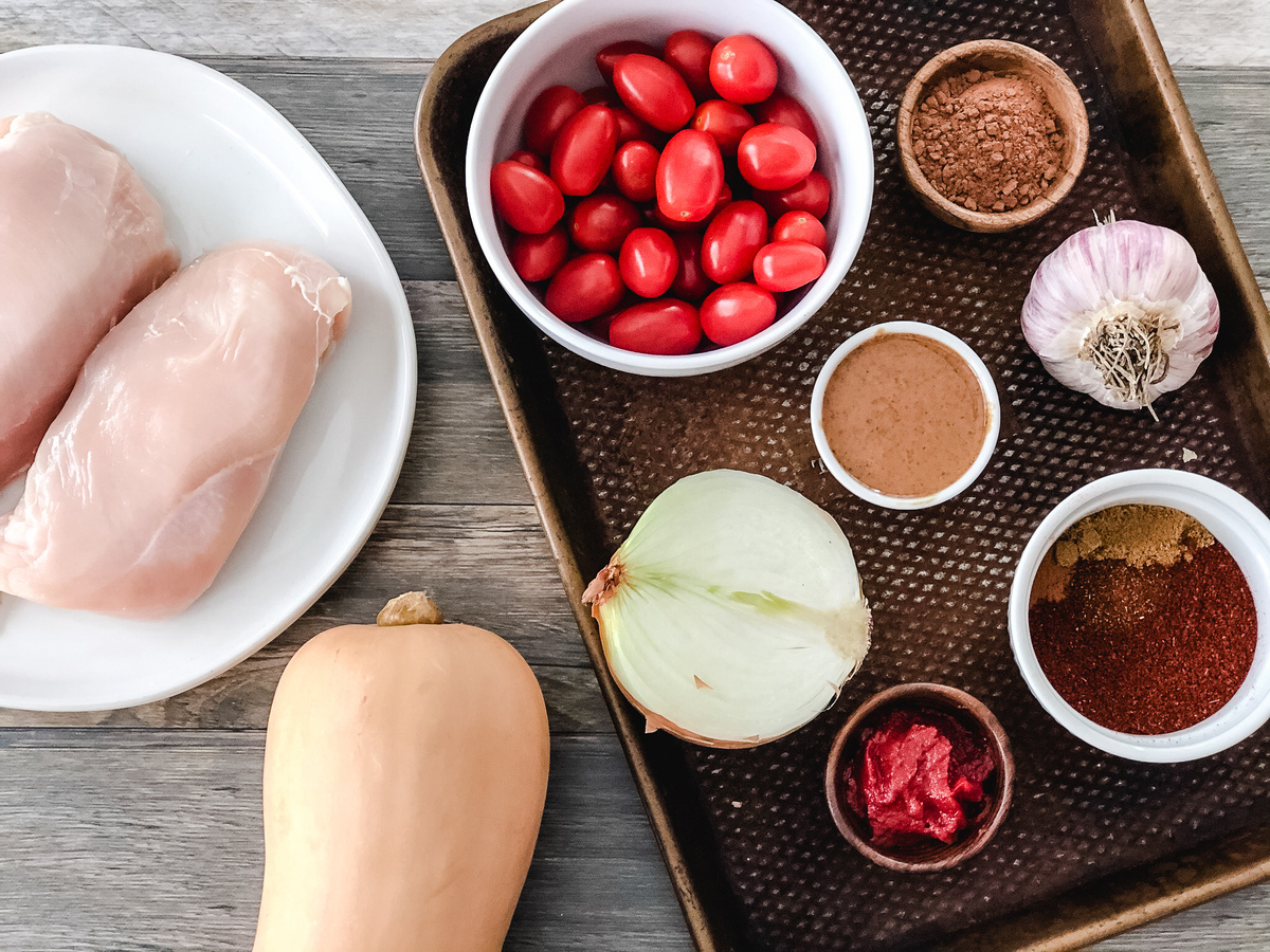 Ingredients for slow cooker chicken mole