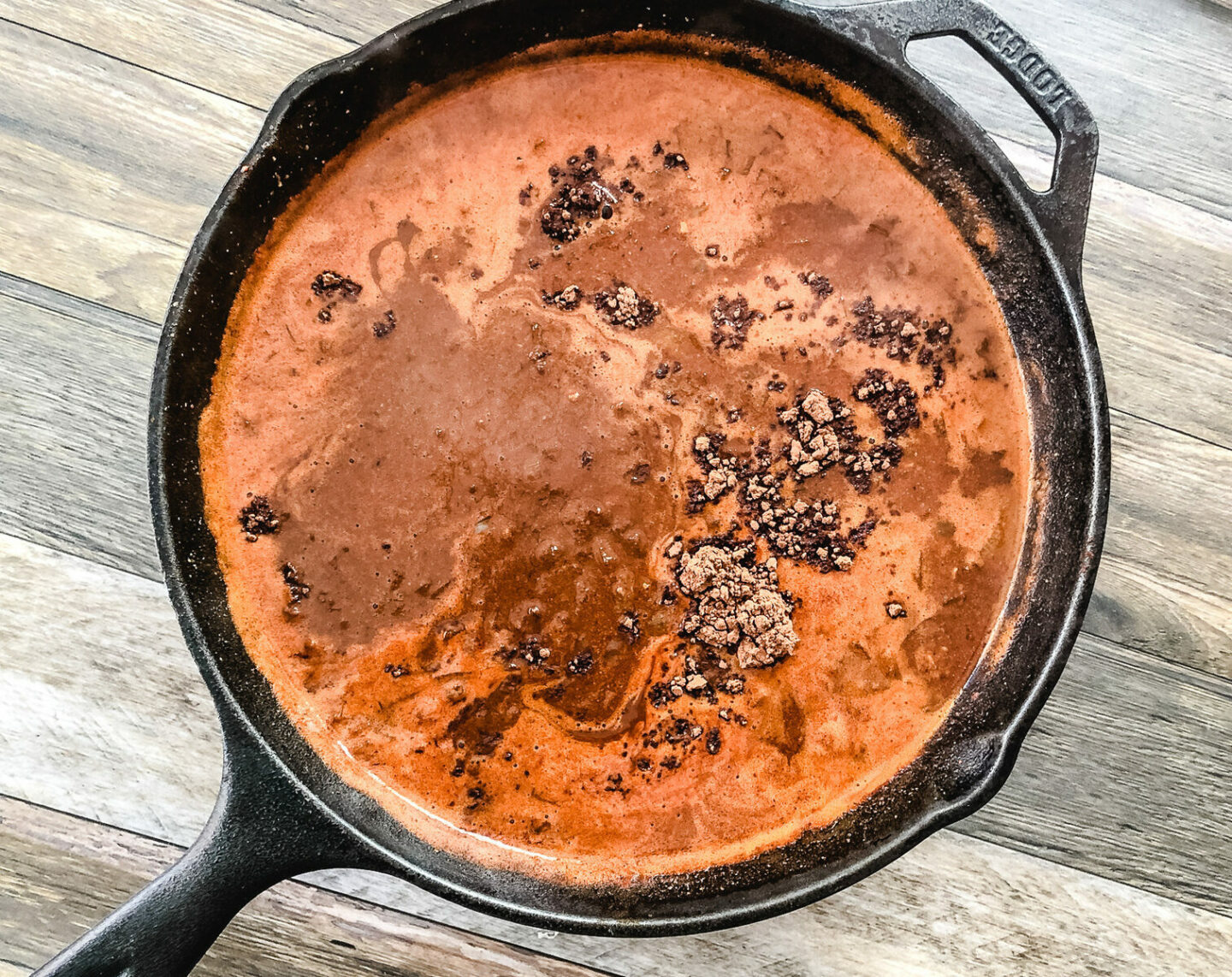 Mole in a cast iron skillet