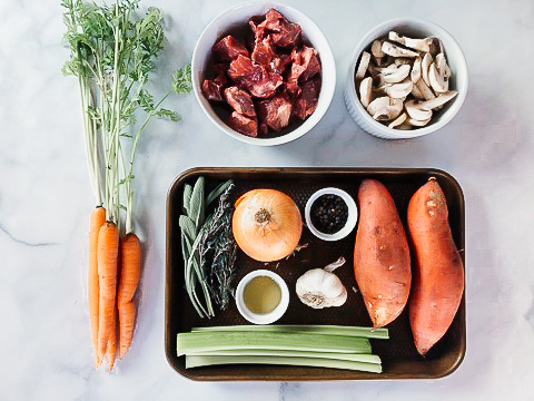 beef stew with sweet potato ingredients