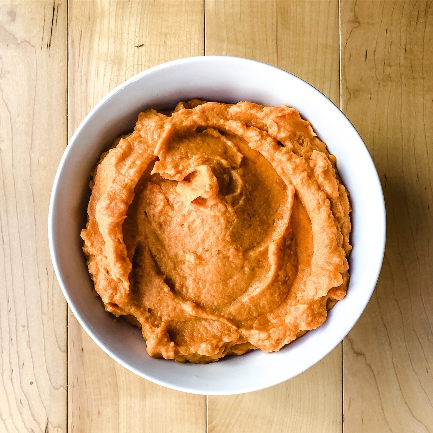 Mashed sweet potatoes in a bowl