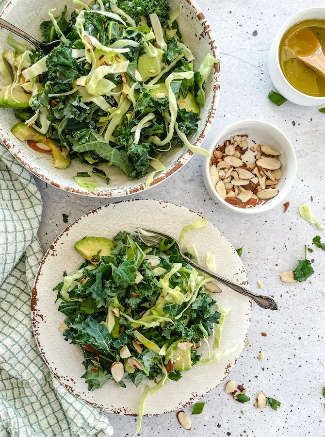 almond lime kale salad finished