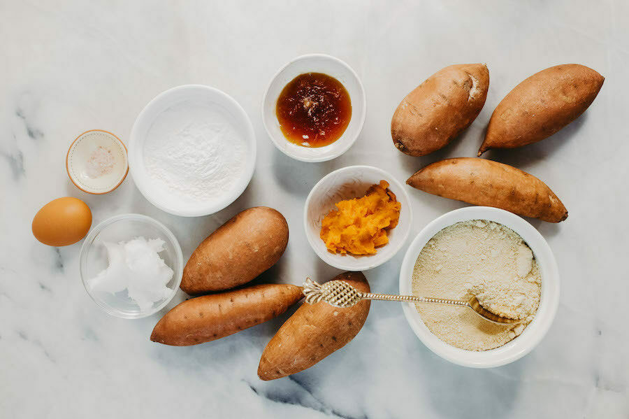 Ingredients for sweet potato biscuits