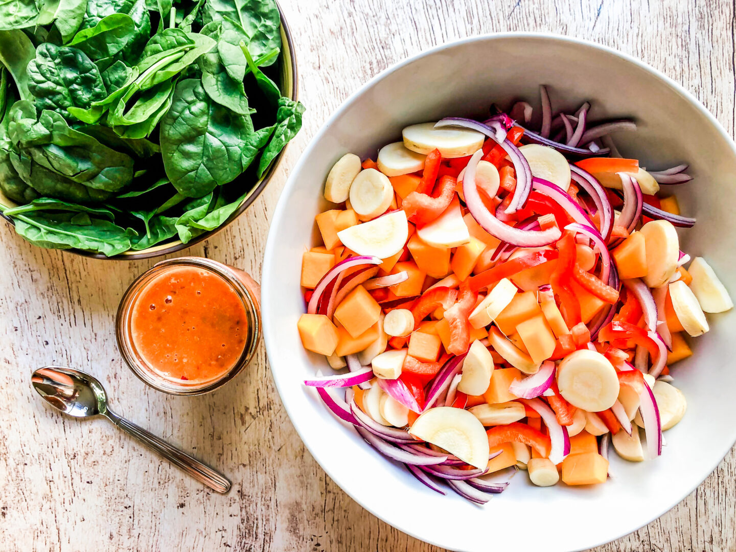 Chopped ingredients for the Fall Harvest Salad