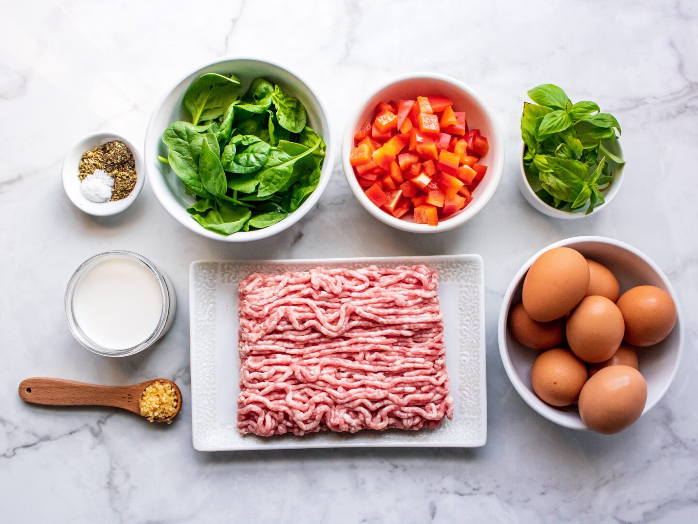 Ingredients for a protein-packed breakfast casserole