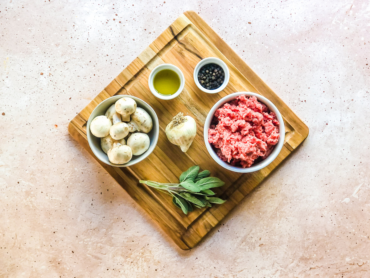 Sage mushroom burger ingredients.