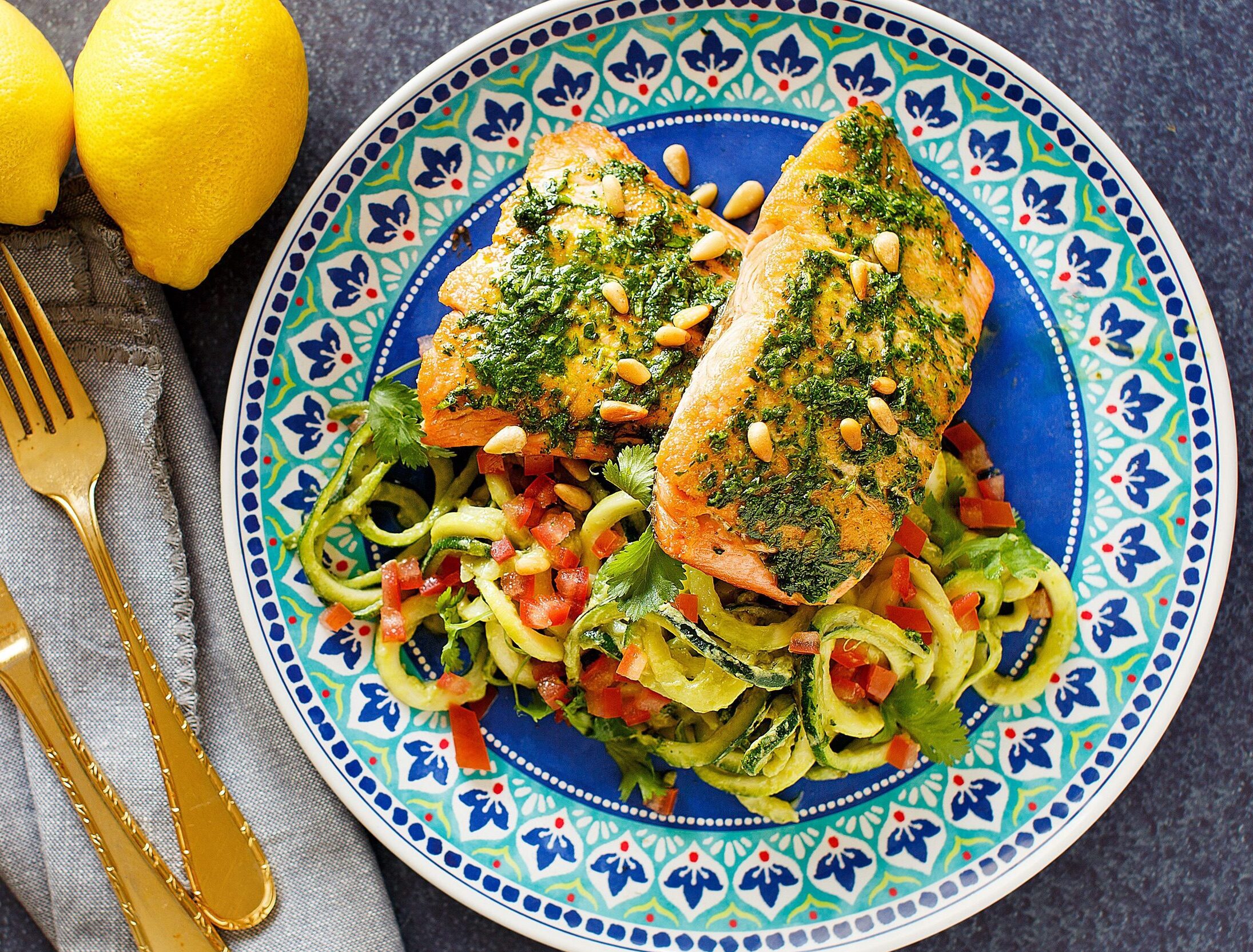 Salmon-with-Cilantro-Pine-nut-