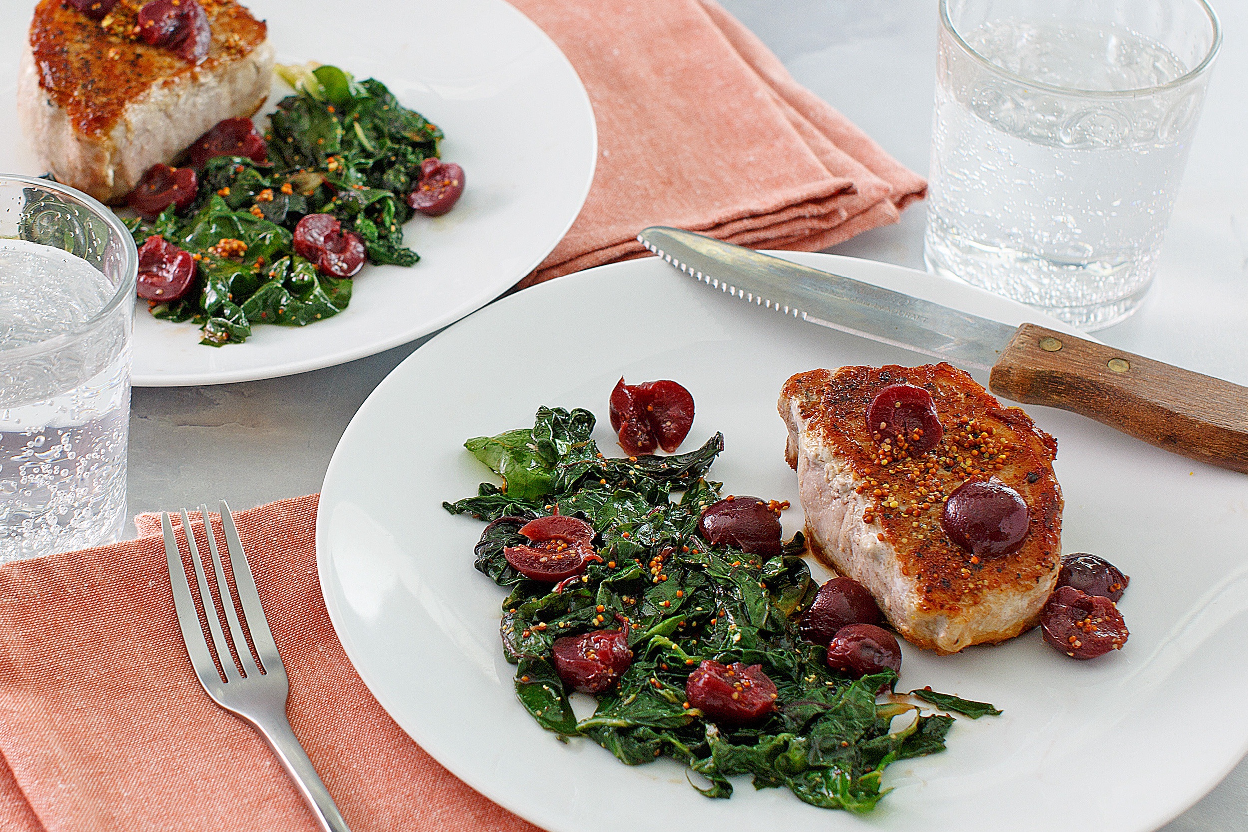 Seared Pork Chops with Sweetheart Spinach - The Paleo Diet®