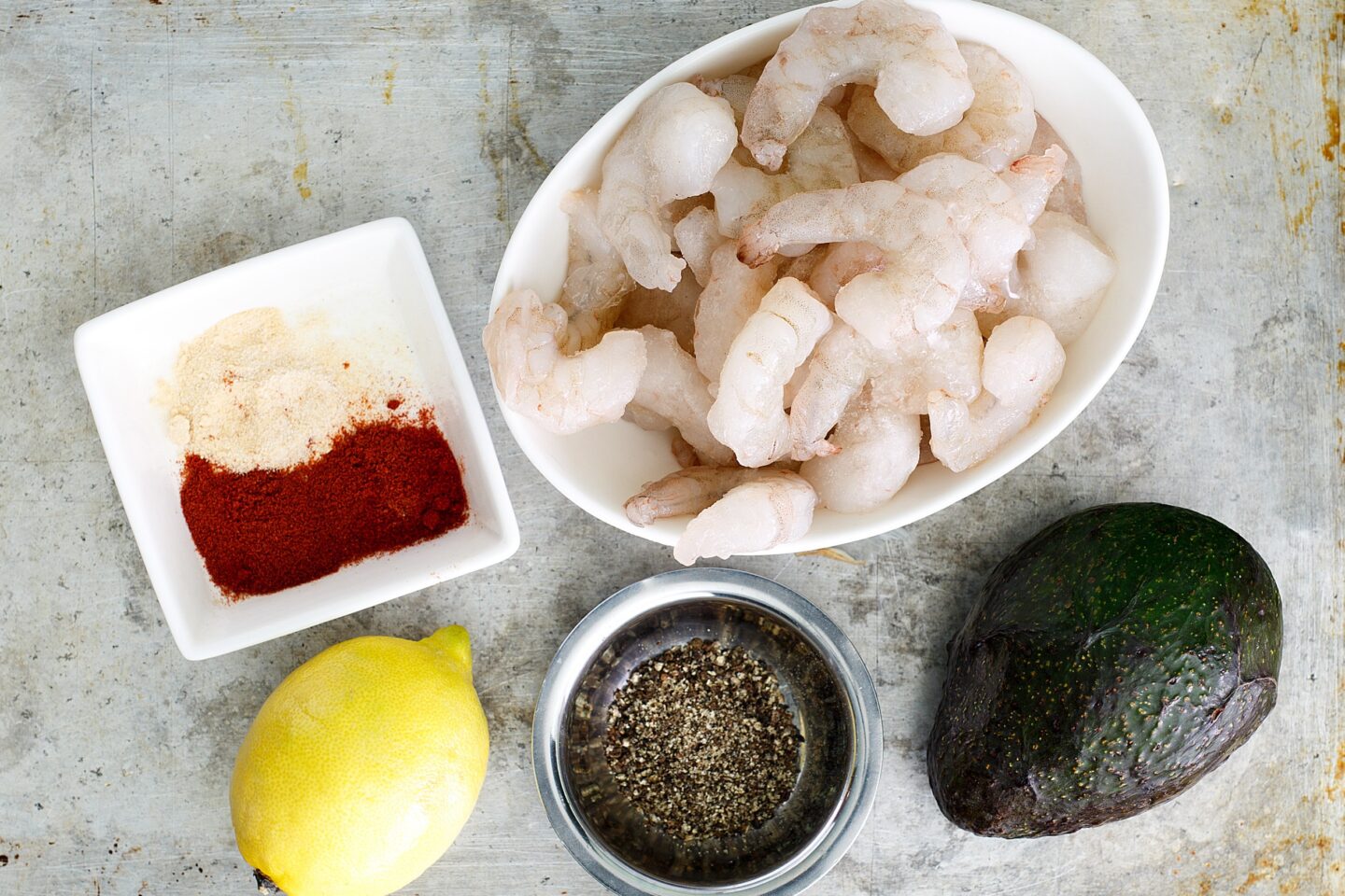 Ingredients for shrimp stuffed avocados