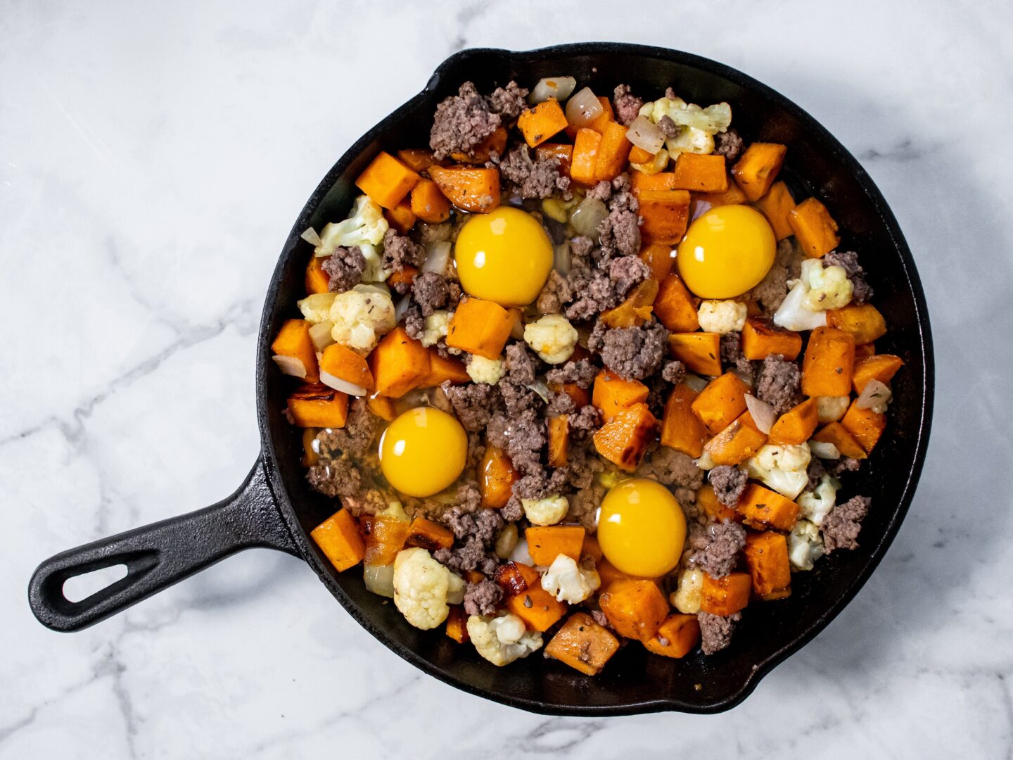 Sweet-Potato-and-Bison-Hash-skillet