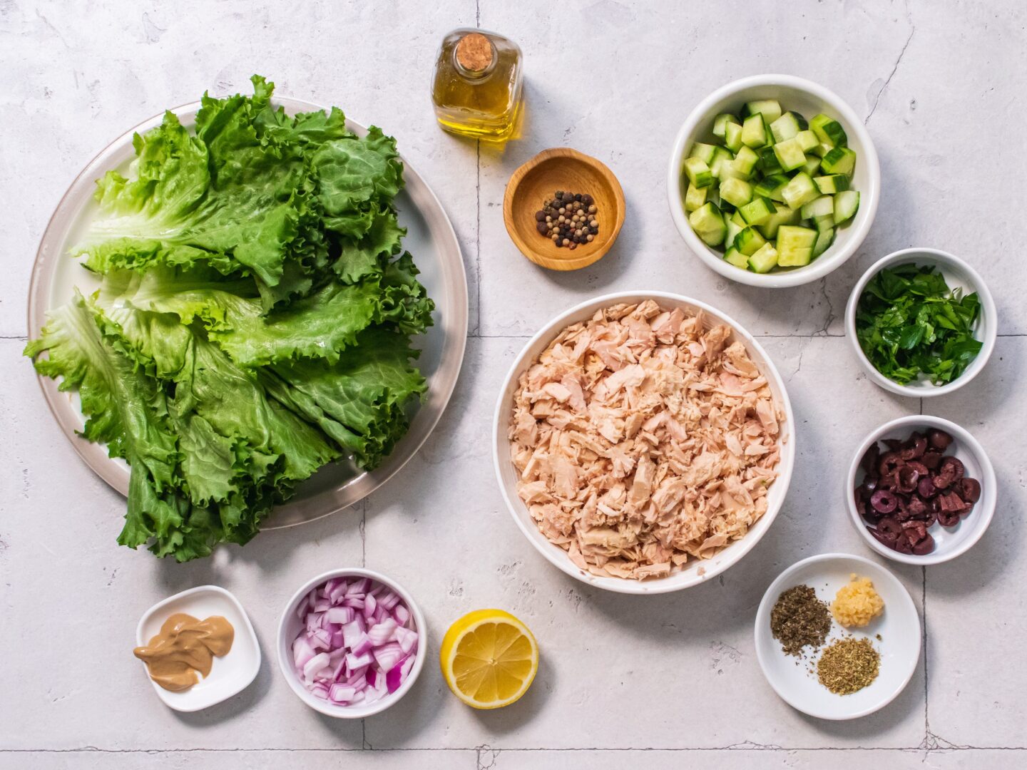 Ingredients for Tuna Salad Lettuce Wraps