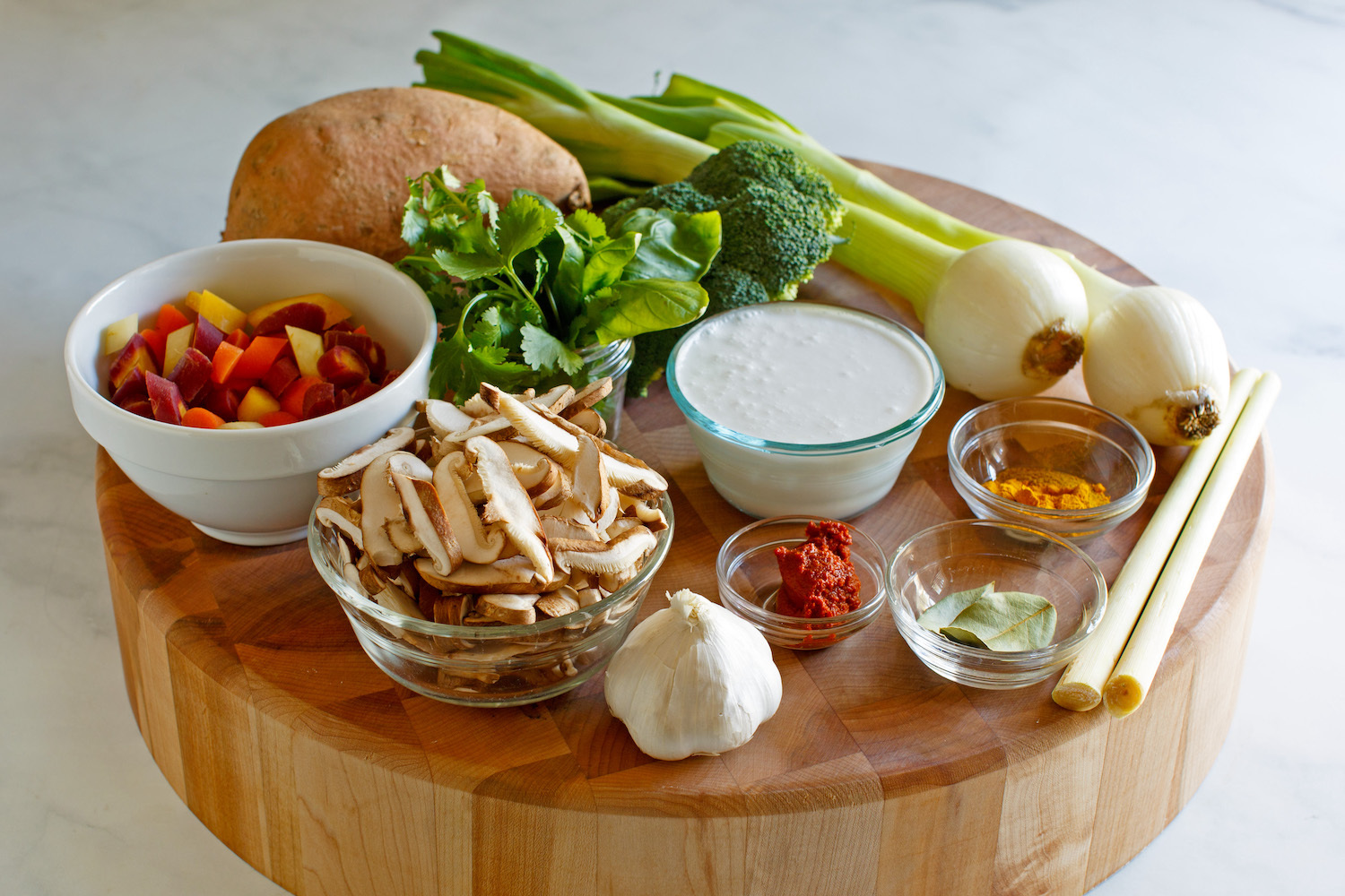 Ingredients for vegetable coconut curry