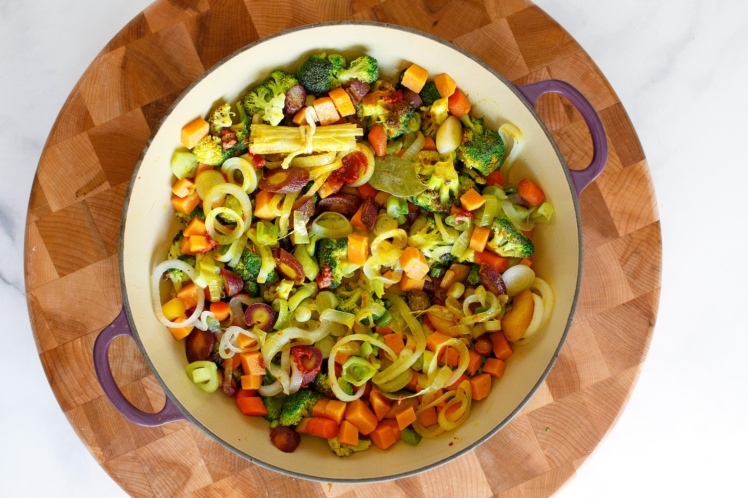 Vegetable coconut curry ingredients in a bowl