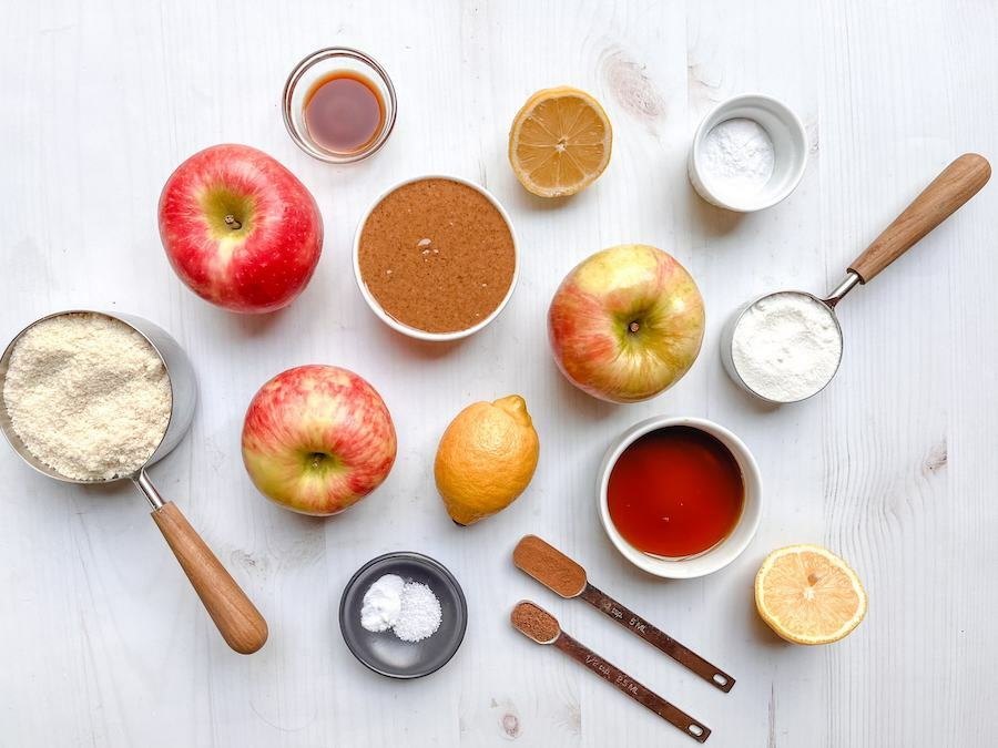 Ingredients for apple pie bars