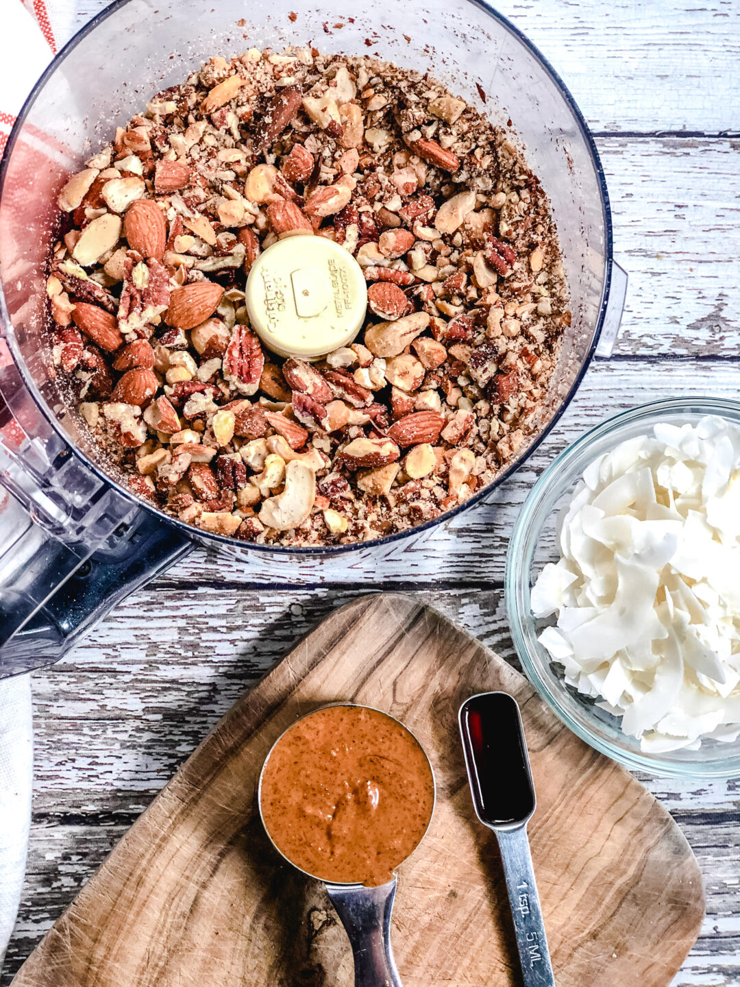 Pumpkin spice granola ingredients in a blender