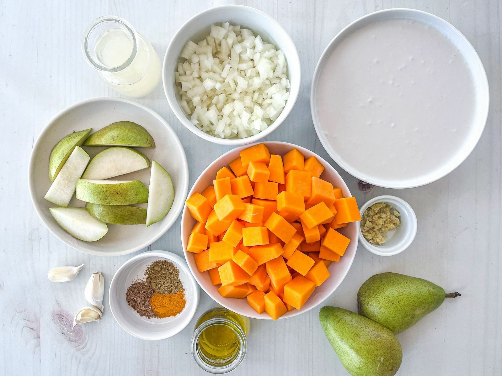 Ingredients for butternut squash soup