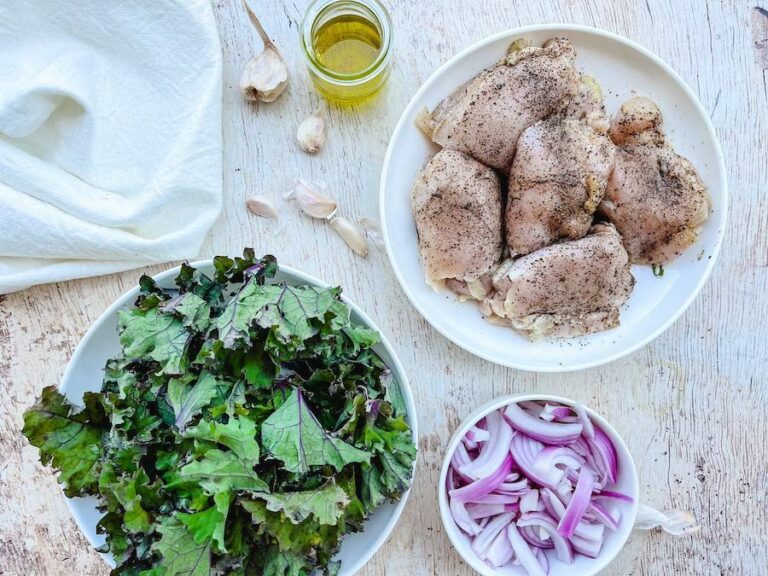 Crispy Chicken Thighs with Kale & Red Onion The Paleo Diet®