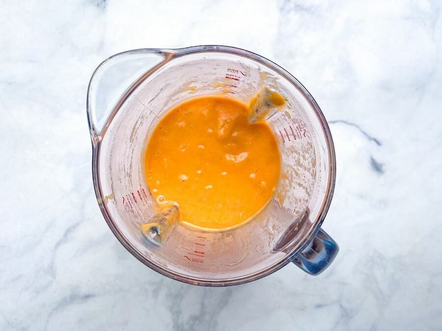 Mango smoothie in a blender