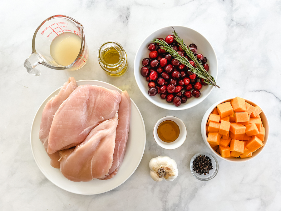 Roasted Chicken with Butternut Squash and Cranberries Ingredients
