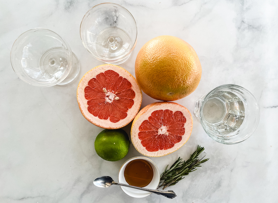 Paleo-Inspired Grapefruit Rosemary Mocktail Ingredients