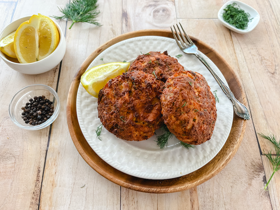 Air Fryer Salmon Patties on a table setting