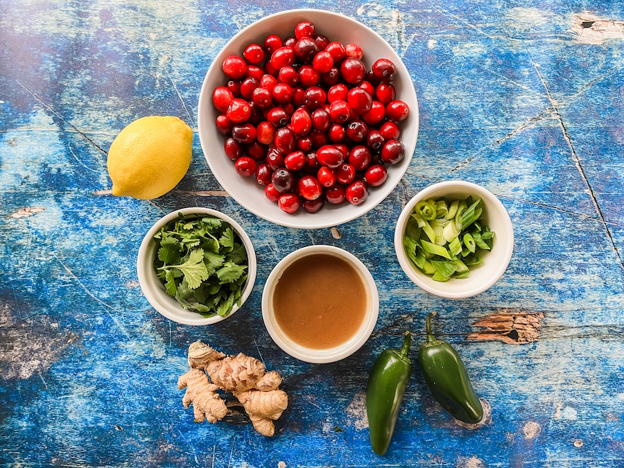 Ingredients for cranberry salsa