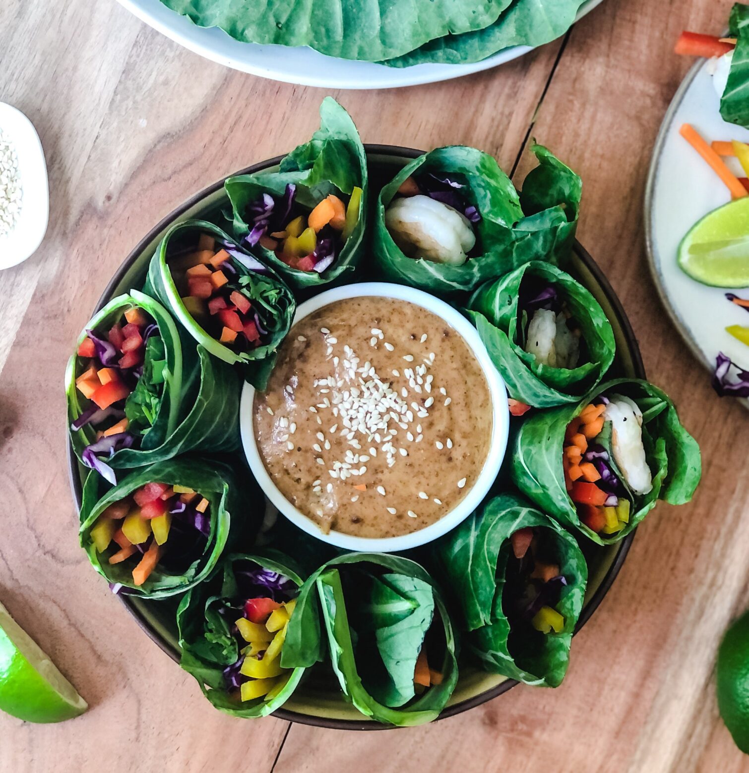 shrimp spring roll being wrapped