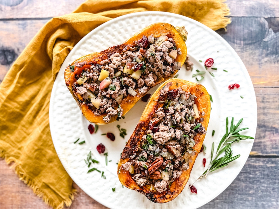 Butternut Squash, Olive and Cranberry Stuffing