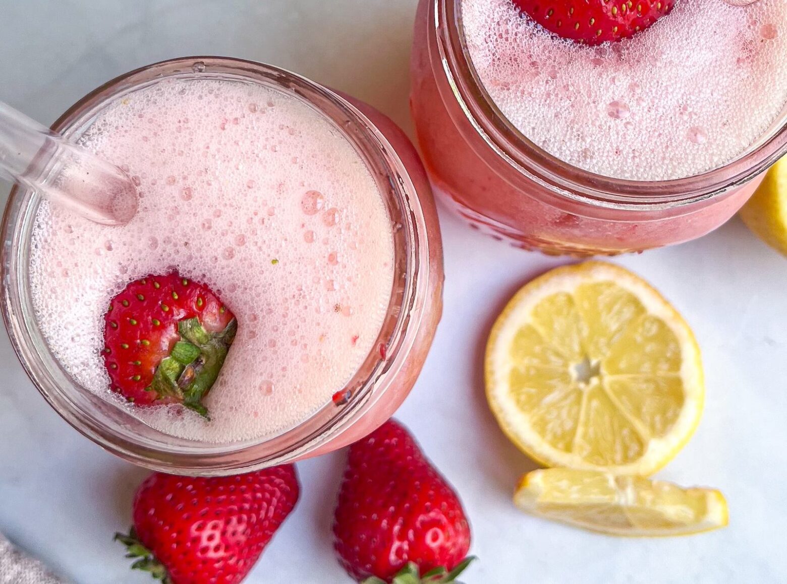 Strawberry-Lemonade Homemade Electrolyte Drink from above