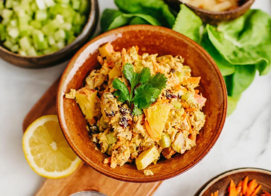 curried tuna in a bowl.