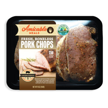 A package of pork chops by Tomahawk Steak Co, a branded product concept from The Paleo Diet
